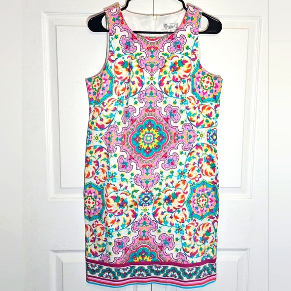 Maggy London Abstract Geometric Sheath Dress 10 Colorful Womens Party Wedding‎ - Picture 1 of 8